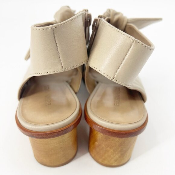 Bernardo Nude Tan Leather Luna Bootie Size 10 Open Toe Modern Minimalist - Picture 4 of 7